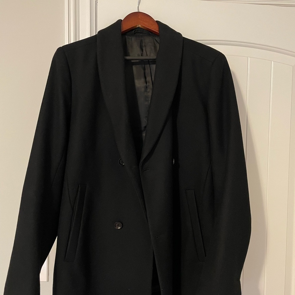 Men’s Theory Wool Shawl Collar Pea Coat. SIZE M